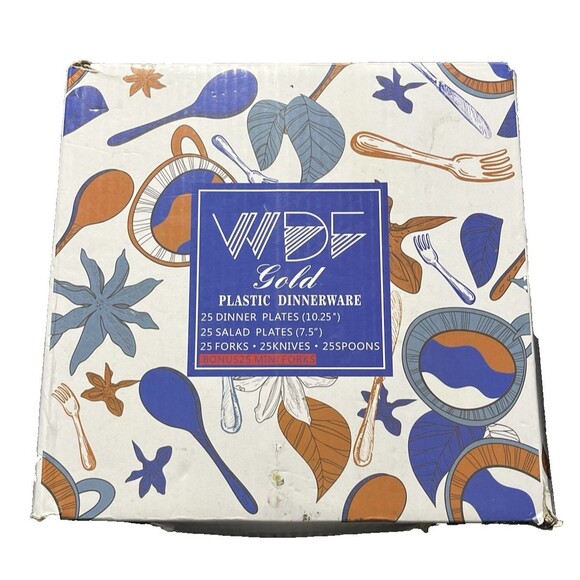 WDF 150PCS Gold Thanksgiving Plastic Plates Set Fall Plastic Plates 25 Guests - Picture 4 of 4